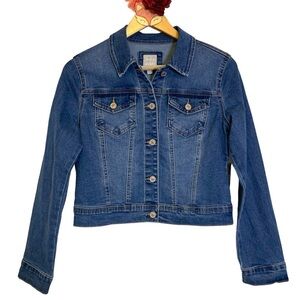 Wax Jean jacket blue denim button down juniors size small